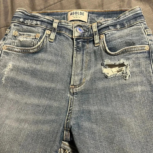 AGOLDE Sophie High Rise Distressed Skinny Jeans Sz 24 - Picture 15 of 16